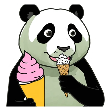 Panda eating ice cream sticker
