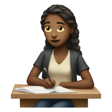 a girl that is studying but is tired sticker