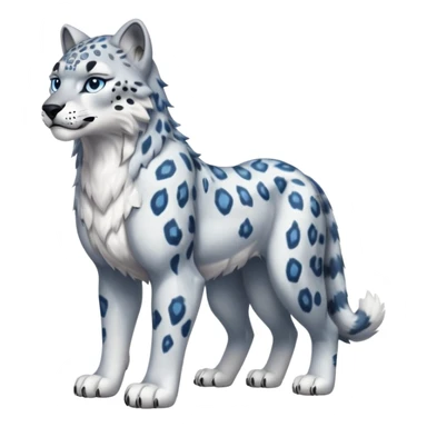 "Schnolf"-Snow-leopard-wolf-hybrid-fusion-animal-creature, full body sticker