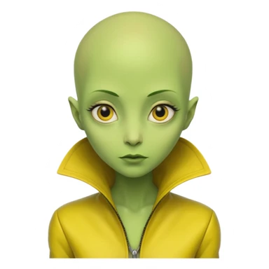 Lady Alien with yellow jacket, Half body, no hair. sticker