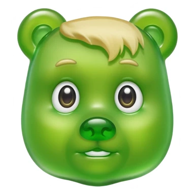 green gummy bear with eyes and blond hair only head sticker