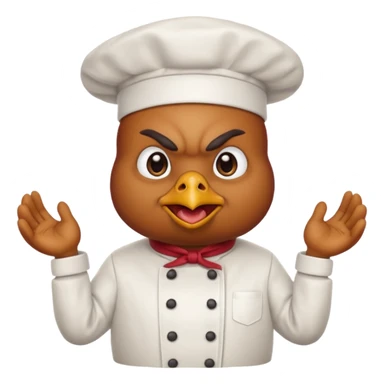 Ahora como una gallina con ropa de chef enojada sticker