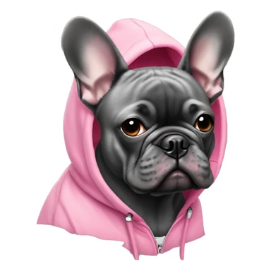 Dark Grey French bulldog wearing pink hoodie sticker