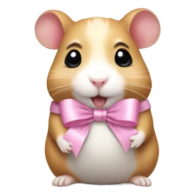 full body hamster with light pink ribbon bow sticker