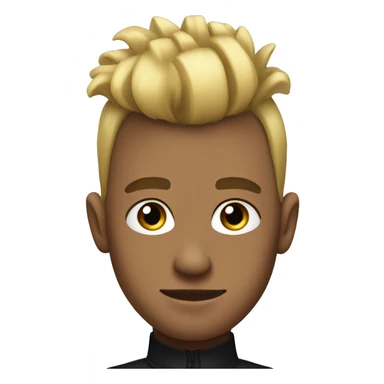 Young man with short blonde hair on the sides, Mohawk style, elegant and colorful dressed in black sticker