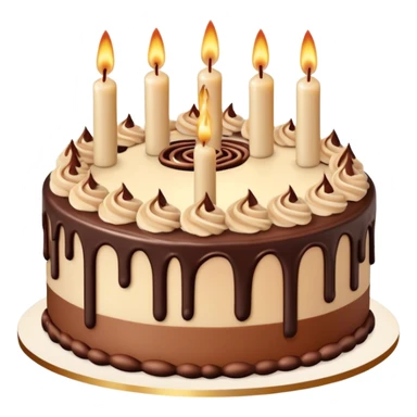 Aesthetic birthday cake with beige candles and chocolate topping  sticker