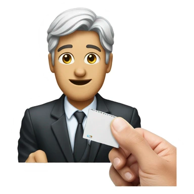 A person holds a passport photo that he printed out in the e-print printing studio and shows his finger up sticker