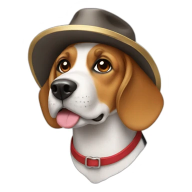 Dog beagle with a hat sticker