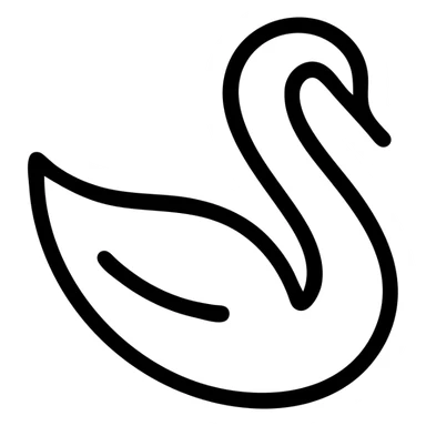 minimalist icon of elegance, stylized swan silhouette, black on white sticker
