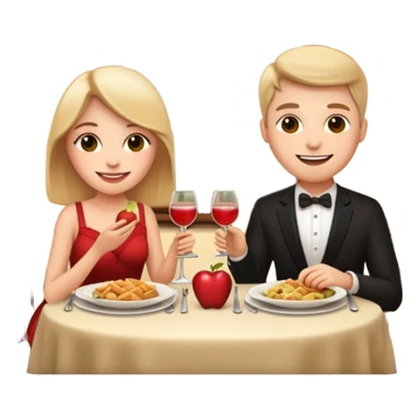 apple style emoji, couple having a romatic dinner date at home sticker