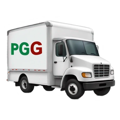 Boxtruck with letters "PGS” on the side sticker