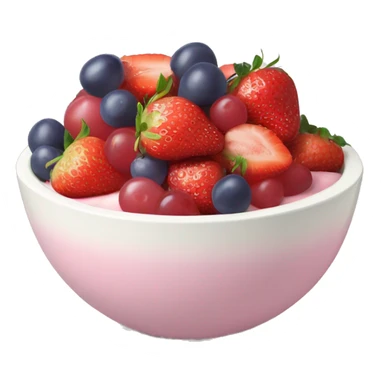Light pink fruit yogurt bowl with strawberries and grapes sticker