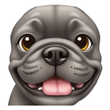 smiling dark grey french bulldog sticker