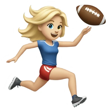 Blonde hair girl catching a football in mid air sticker