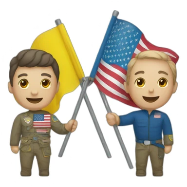 Ukrainian and USA flags sticker