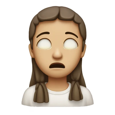 Face with opened white eyes, tears flowing down, mouth is not smiling, eyebrows are frowning with hands in prayer position sticker