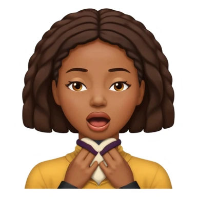 Black woman with hands on neck and mouth open with eyes closed sticker