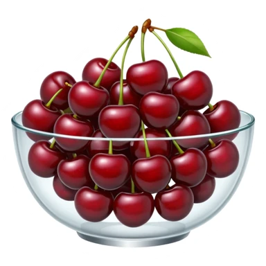 Clear Glass Bowl of dark red Cherries  sticker