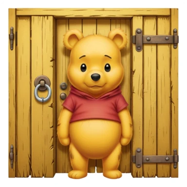 Winnie the Pooh at locked wooden door sticker