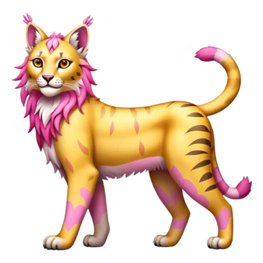 Yellow and pink Fairy-type Bobcat-Lynx-Lion-Fakémon full body sticker