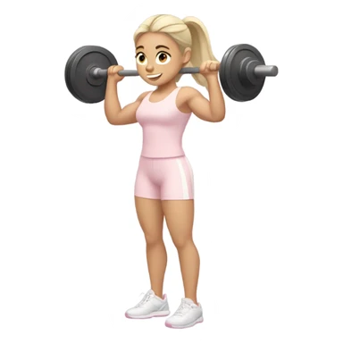 caucasian girl with pale pink gym outfit lifting weights sticker