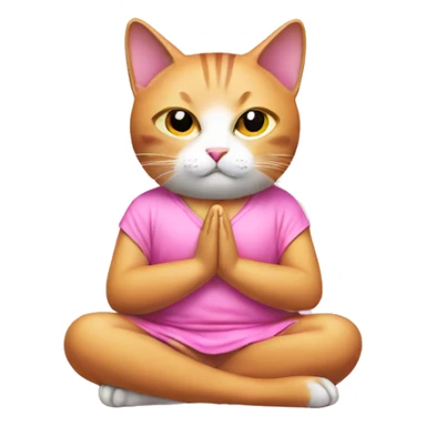 cat meditation pink sticker