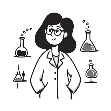 simple hand drawn doodle of a woman scientist sticker