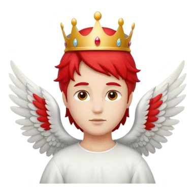 an angel with a red crown on his head, 4 wings sticker