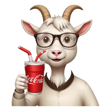 Goat woth glasses drinking lean from a white double cup with a coca-cola logo sticker