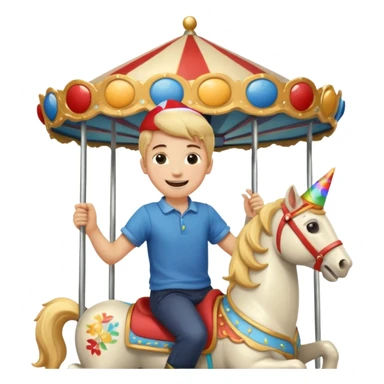 boy spinning inside of a carousel sticker