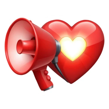 megaphone with a glowing heart coming out sticker