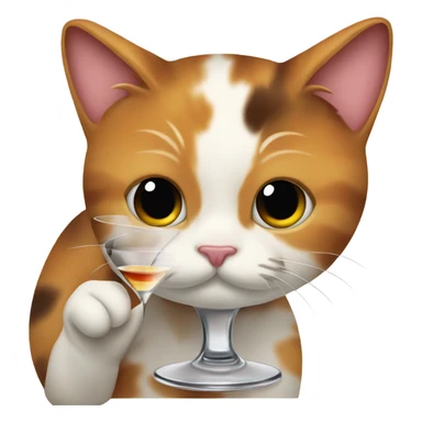 Calico cat with a martini sticker