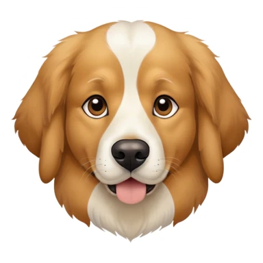 This is a big, dog with a white and brown face thats fur texture is like a golden retriever who got way too close to the camera, white face and dark brown ears with black around his eyes  sticker