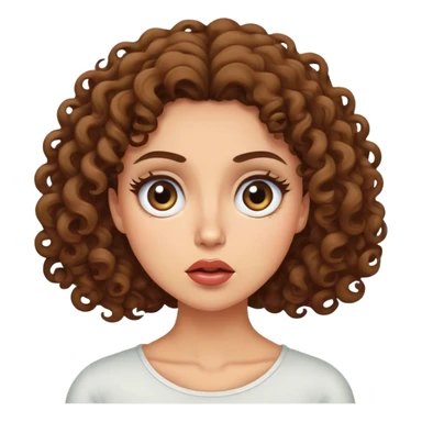 A curly brunette lady is rolling her eyes up sticker
