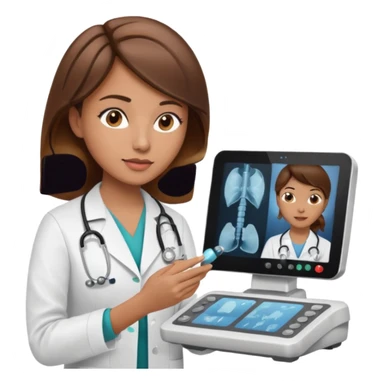 brown haired female doctor adjusting knobs on an ultrasound machine sticker