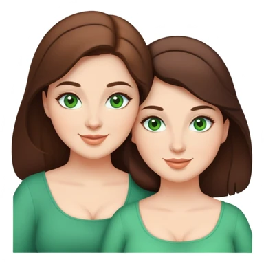 Happy curvy modest sisters, brunettes, green eyes sticker