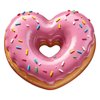 Realistic isolated heart shaped donut with pale pink & glaze. sticker