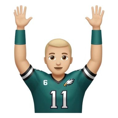 Eagles fan celebrating hard has number 1 on jersey  sticker