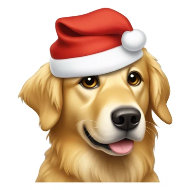 Golden retriever wearing Santa hat sticker