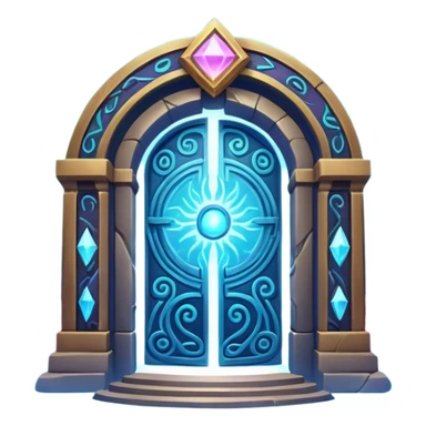 universe gate object icon, gigantic cosmic portal doorway, swirling galaxy energy inside, glowing starry aura, mystical space runes, fantasy sci-fi style, 3D cartoon, mobile game icon style, centered, clean background, no text, no watermark sticker