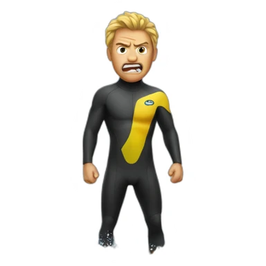 angry surfer in a wetsuit sticker