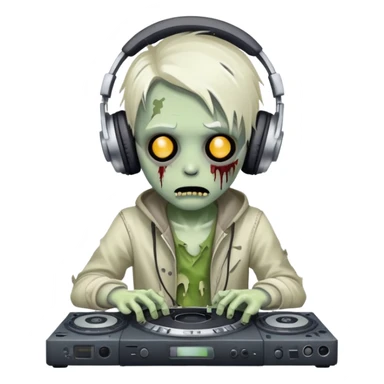 Zombie Dj cartoon cute young sticker