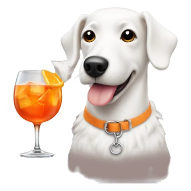 White dog with a Aperol spritz  sticker