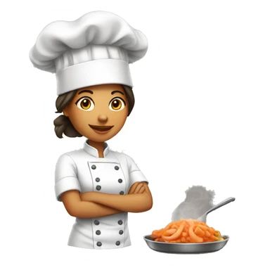 A chef  cooking her own food  sticker