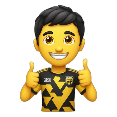 Hyderabad Fc Football Club Supporter yellow and black pattern t-shirt thumbs up indian boy black hair half body sticker