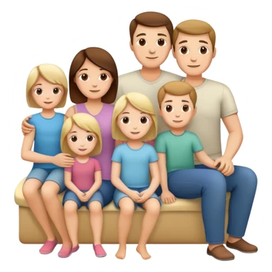 white family with parents and children sitting in a cool relaxed pose sticker