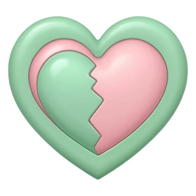 A half pastel green half pastel pink heart sticker