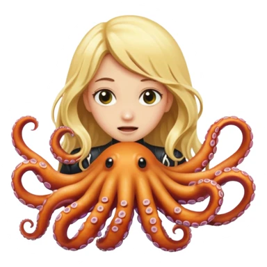 Pulpo atrapando a chica rubia sticker