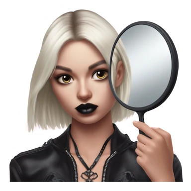 Hyper Realistic Goth victoria secret model looking into a handheld mirror  sticker