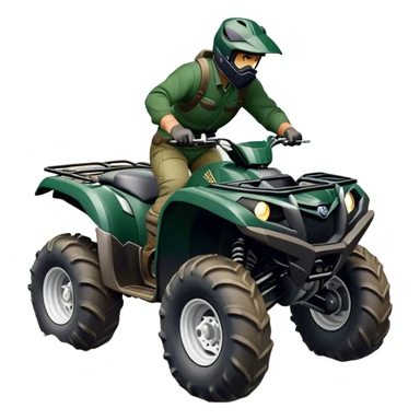 Yamaha Grizzly 700 (2019) – Cinematic-realistic Yamaha Grizzly 700 ATV, its dark green frame tearing through muddy trails. Thick off-road tires grip the rugged terrain sticker